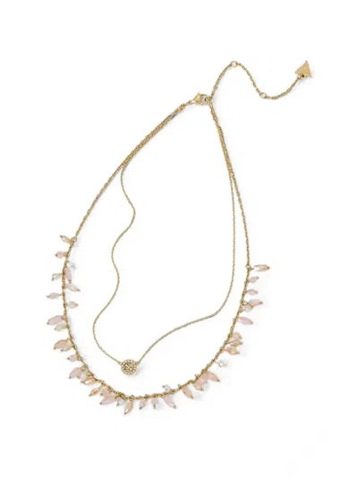 Guess Usa Bead-embellished Layered Necklace In Green