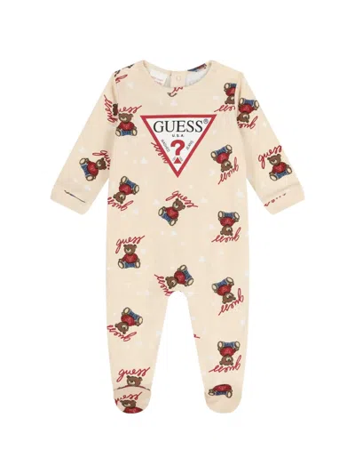 Guess Usa Bear Print Babywear In Neutral