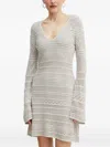 Guess Usa Bell-sleeve Knitted Mini Dress In Gray