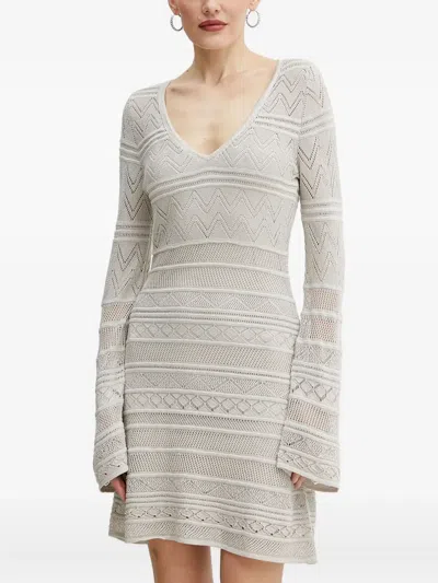 Guess Usa Bell-sleeve Knitted Mini Dress