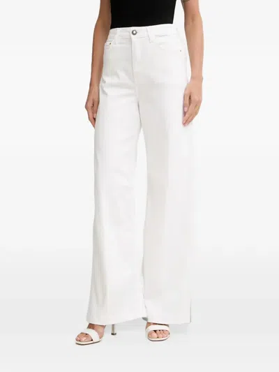 Guess Usa Bellagio Logo-patch Wide-leg Jeans In White