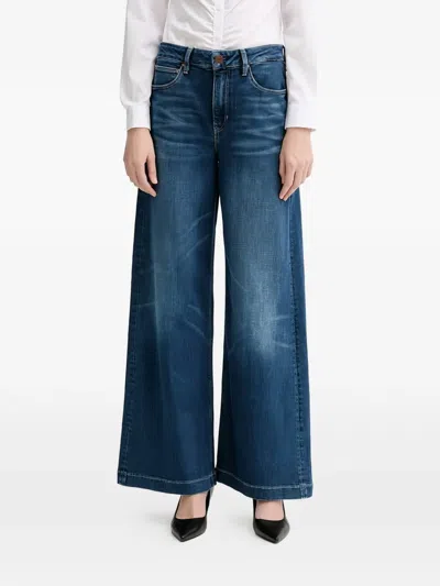 Guess Usa Bellagio Wide Leg Trousers In Blue