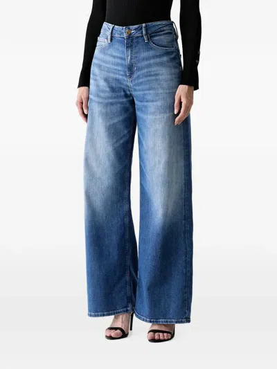 Guess Usa Bellflower Faded Wide-leg Jeans In Blue