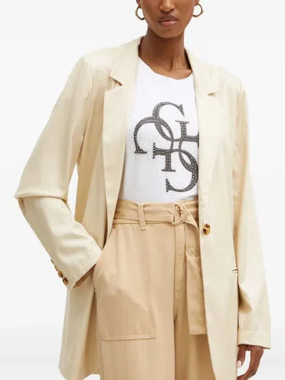 Guess Usa Belted Blazer In Neutral