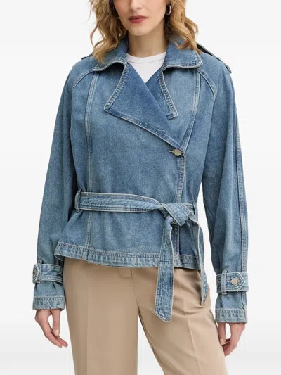 Guess Usa Belted Denim Jacket In Blue