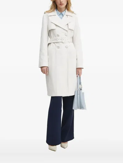 Guess Usa Belted Double-breasted Trench Coat In White