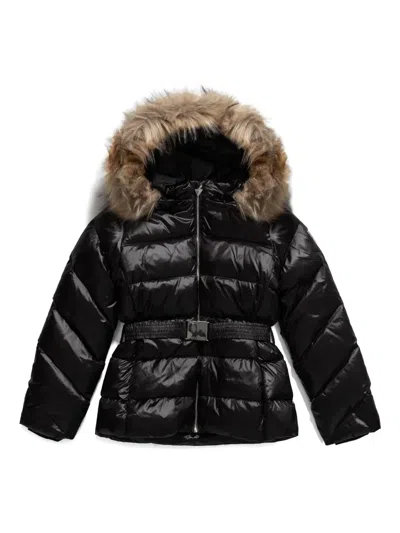 Guess Usa Kids' Belted Padded Jacket In Black