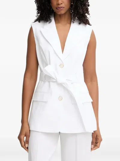 Guess Usa Belted Sleeveless Blazer In White