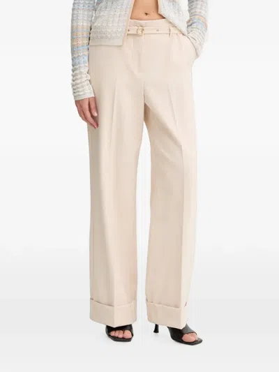 Guess Usa Belted Turn-up Trousers In Neutral
