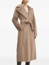 Guess Usa Belted Wide-lapels Coat In Brown