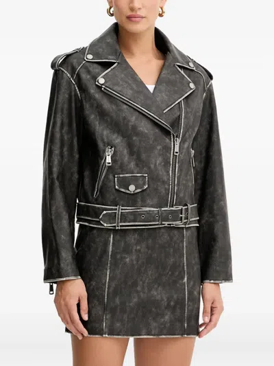 Guess Usa Belted Zip Jacket In Gray