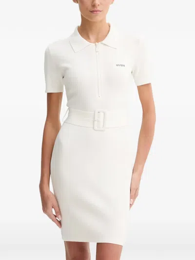 Guess Usa Belted Zip-fastening Mini Dress In White