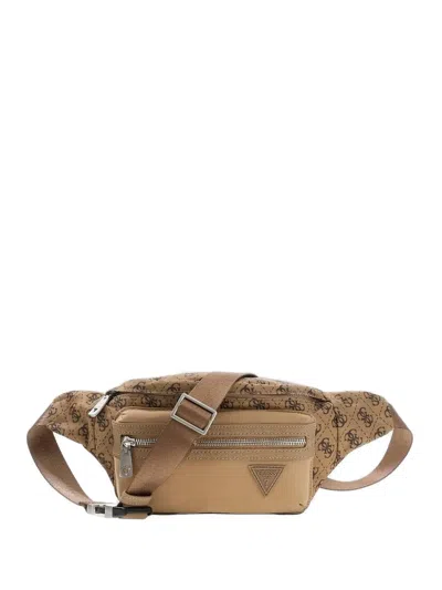 Guess Usa Berlin 4g Logo-print Belt Bag In Brown