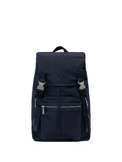 Guess Usa Berlin Logo-patch Buckle-fastening Backpack In Blue
