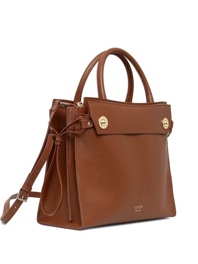 Guess Usa Bianca Leather Tote Bag In Brown