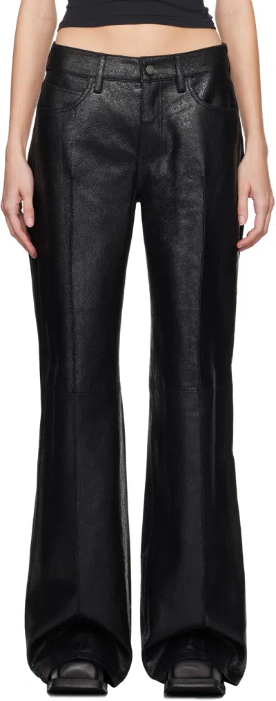 Guess Usa Black Crackled Leather Pants In Jtmu Jet Black Multi