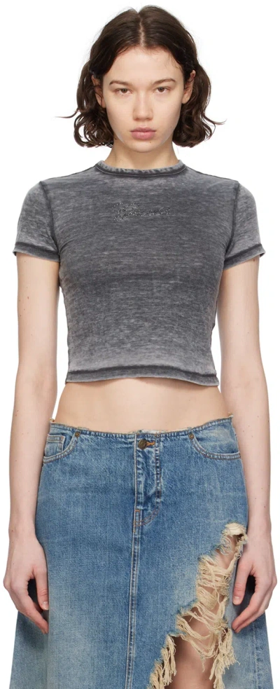 Guess Usa Black Cropped T-shirt In Jtmu Jet Black Multi