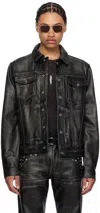GUESS USA BLACK DISTRESSED LEATHER JACKET
