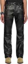 GUESS USA BLACK FLARE LEATHER PANTS