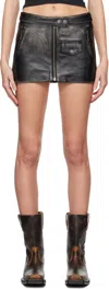 Guess Usa Black Vintage Leather Miniskirt In Jtmu Jet Black Multi