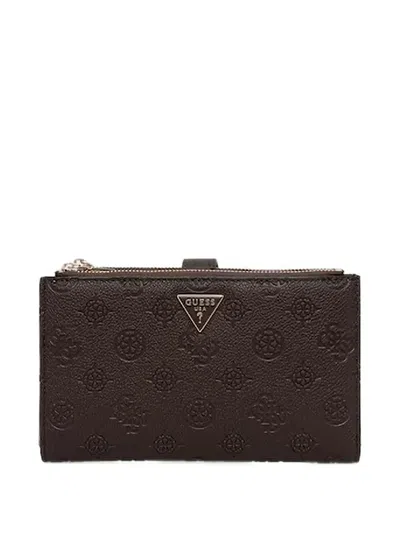 Guess Usa Blake Logo-debossed Zip-around Wallet In Brown
