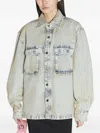 Guess Usa Bleached-effect Denim Jacket In Blue