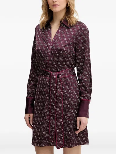 Guess Usa Blerta 4g-print Belted Mini Dress In Red