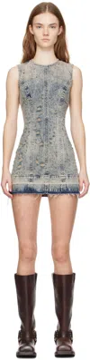 Guess Usa Blue Distressed Denim Minidress In Gui1 Gusa Flight San
