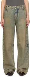 Guess Usa Blue Flannel Lined Relaxed Jeans In Gus2 Gusa Coated Hea