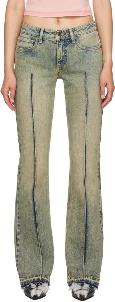 Guess Usa Blue Flare Jeans In G2sw Gusa Heavy Stai