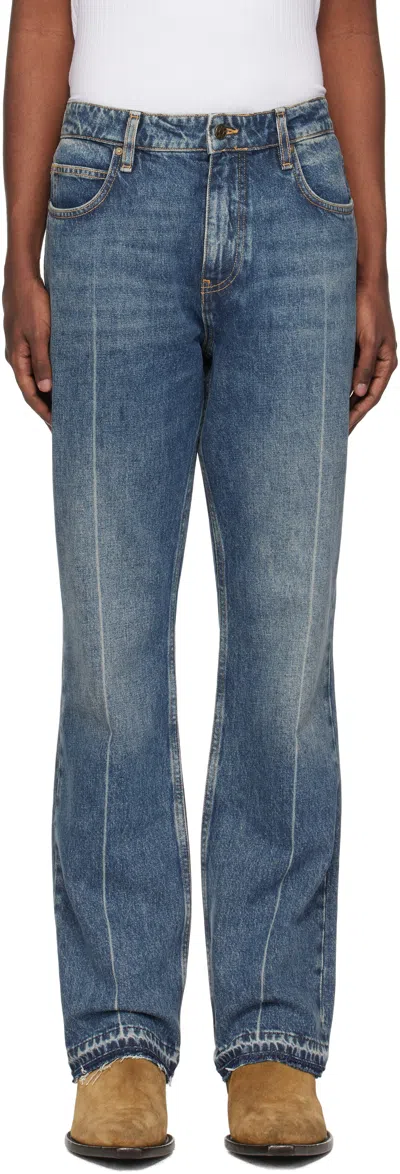 Guess Usa Blue Vintage Natural Washed Denim Jeans In Gusa Coated Used Ind
