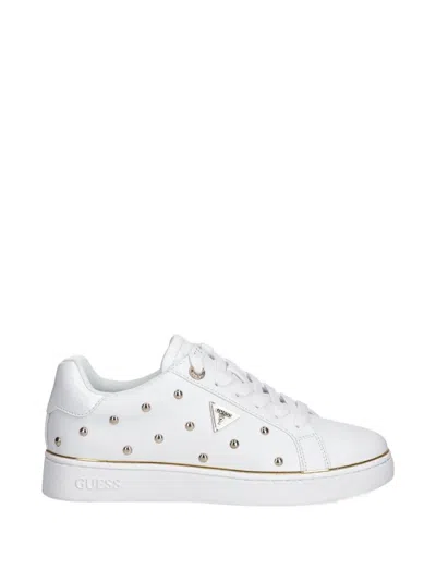 Guess Usa Bonitah Studded Logo Sneakers In White