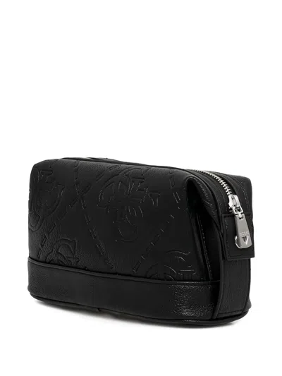Guess Usa Boston 4g Embossed Wash Bag In Black