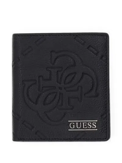 Guess Usa Boston Logo-embossed Bifold Wallet In Black