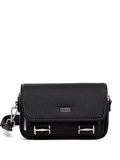 Guess Usa Boston Logo-plaque Belt Bag In Black