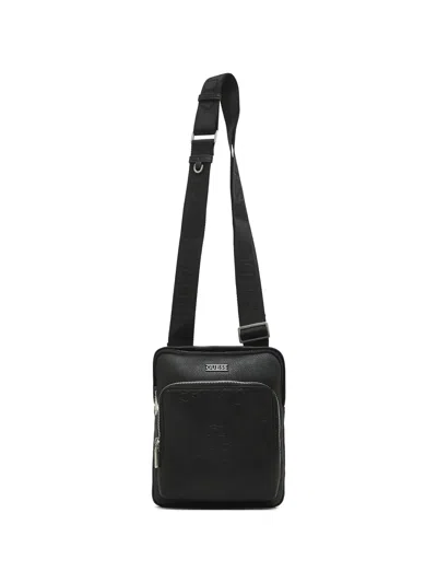 Guess Usa Boston Logo-plaque Messenger Bag In Black