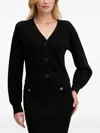 Guess Usa Bow-embellished V-neck Cardigan In Black