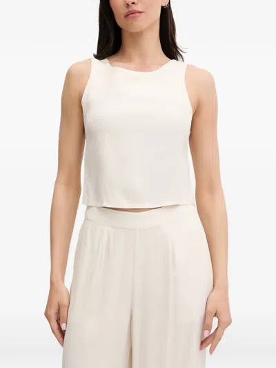 Guess Usa Bow-detail Open-back Top In Neutral