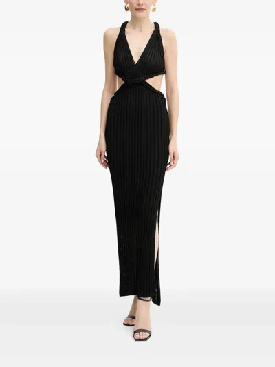 Guess Usa Braided-detail Cut-out Maxi Dress In Black