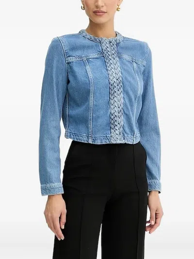 Guess Usa Braided-detail Denim Jacket In Blue
