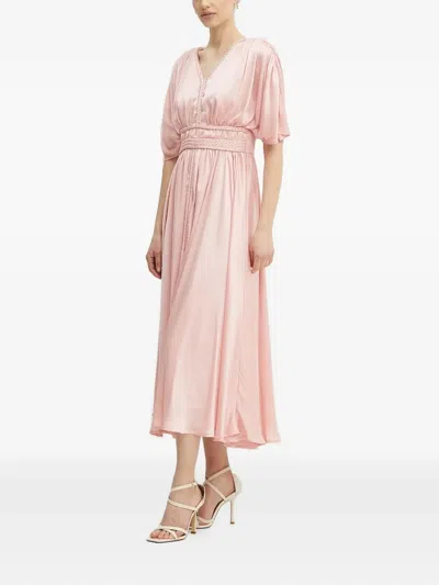 Guess Usa Braided-waist V-neck Dress In Pink