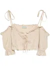 Guess Usa Broderie-anglaise Crop Top In Neutrals