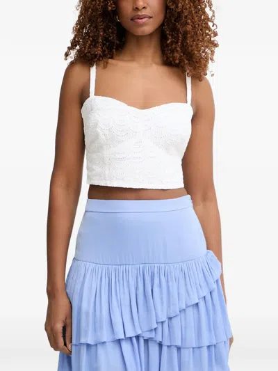 Guess Usa Broderie-anglaise Smocked Top In White