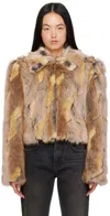 Guess Usa Brown Paneled Faux-fur Jacket In F1vw Fur Vest Tan