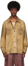 Guess Usa Brown Washed Suede Shirt In Amos Brown Multi