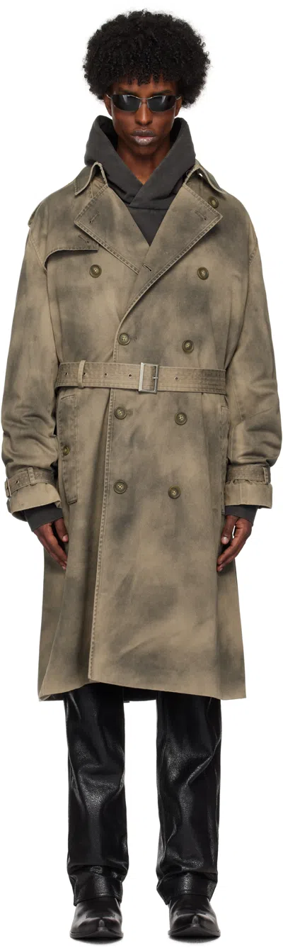 Guess Usa Brown Washed Trench Coat In Gusa Washed Brown Tr