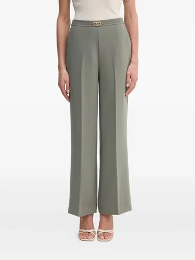 Guess Usa Buckle-detail Tailored Trousers In Green