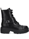 Guess Usa Buckle-embellished Combat Boots In Animal Print