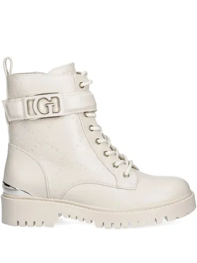 Guess Usa Buckle Lace-up Boots In Neutral