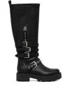 Guess Usa Buckle-strap Boots In Black